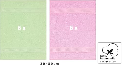 Betz Lot de 12 Serviettes d'invité Palermo 100% Coton Taille 30x50 cm Couleurs Rose & Vert - Nail Gallerys