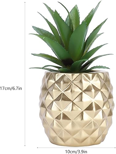 Figurines de Modèles de Fruits, 6.7x3.9in Décoration de Table de Bureau de Cuisine Ananas en Pot, Succulente Artificielle Dorée, Modèle de Fruit en Résine, Faux Ananas Decor - Nail Gallerys