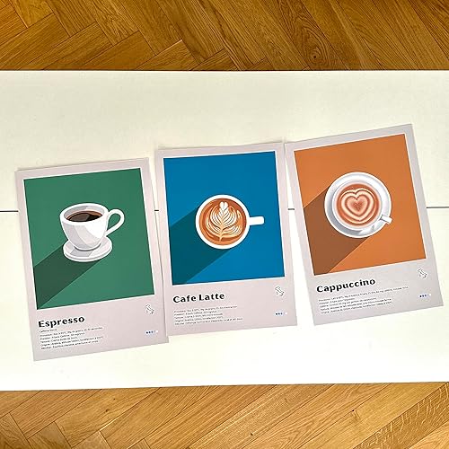 Pack de 3 Affiches Premium | Espresso, Cafe Latte, Cappuccino - Décoration murale pour cuisine moderne (30x40cm) - Nail Gallerys