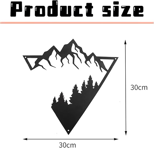 gexuamz Décoration Ornement Sculpture Métal Décor - 3D Noir Mur Suspendre Art, Montagnes et Arbres, Déco Murale Minimaliste et Moderne Pour Le Salon, Maison, Le Bureau, La Chambre - Nail Gallerys