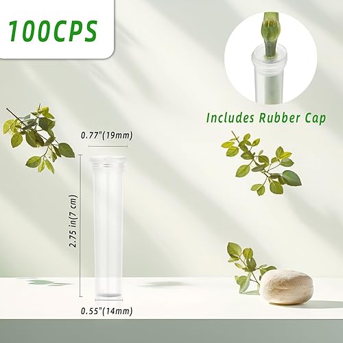 iPalamila Lot de 100 tubes à essai pour fleurs - En plastique transparent - Avec couvercle - 7 cm x 1,8 cm - Pour arrangements floraux, plantes - Nail Gallerys