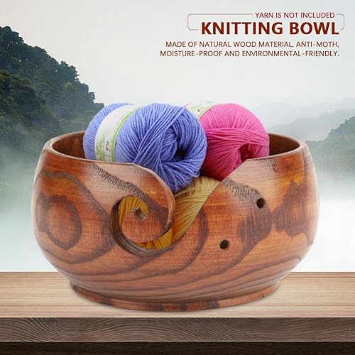 Taidda de Fin d'année Bol de Fil, Bol à Tricoter léger Anti-Papillon Naturel Fait à la Main Bol de Fil en Bois conçu pour Tricoter Crochet Home Decor 18-20CM - Nail Gallerys