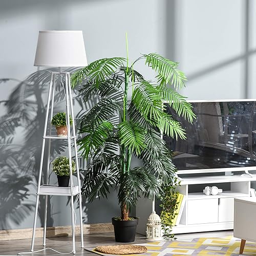 Outsunny Palmier Artificiel Hauteur 1,7 m Arbre Artificiel Tronc Branches Lichen Grandes Feuilles Grand réalisme Pot Inclus - Nail Gallerys