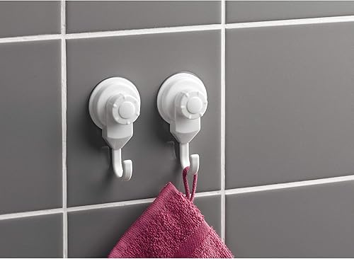 Douceur d'Intérieur, 2 Crochets à Ventouse (4.5 x 3 x 8 cm) Blanc, Plastique - Nail Gallerys