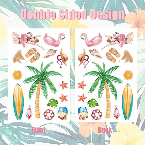 Hianjoo Autocollant de Fenêtre d'été, 9 Feuilles Autocollants Décoratifs Hawaïens pour Fenêtres, Pastèque, Glace, Lunettes de Soleil, Décoration de Fenêtre Double Face pour La Maison - Nail Gallerys