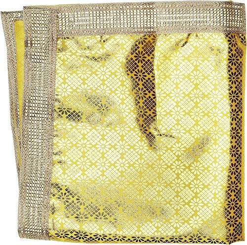 Yellow Decorative Backdrop Puja Cloth Chunari (Size:- 40 inches x 18 inches) Chunni Puja Festival Traditional Diwali Decoration Chunr MATA Ki Chunri for Statue Chowki Aasan Mat Posters Frame - Nail Gallerys