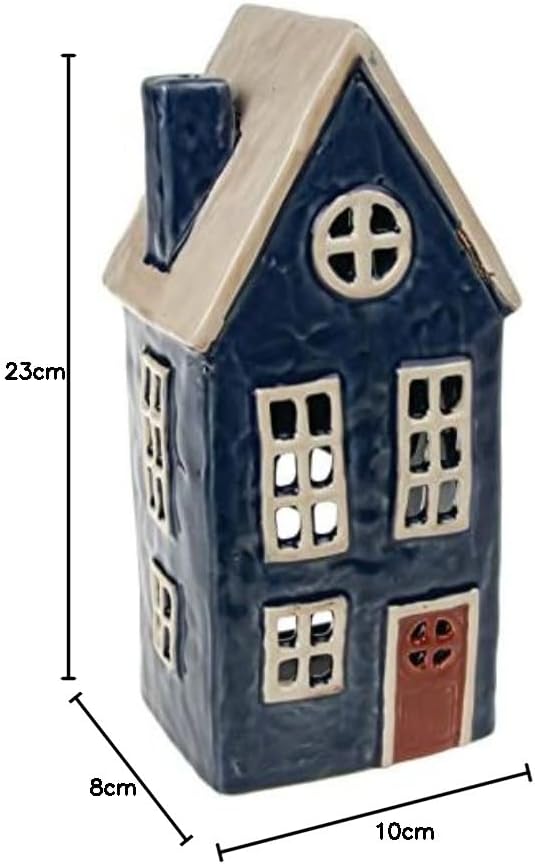 Village Pottery Grande Bougie Chauffe-Plat Motif Cottage Bleu Marine - Nail Gallerys