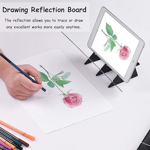 Tracing Drawing Board, Sketch Mirror Reflection Board with 5 Brackets, Easy Drawing Sketching Tool Convient pour Le Papier, Le Tissu Blanc, Les Non-tissés, Les Graffitis - Nail Gallerys