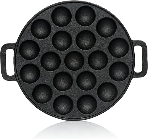 BBQ-Toro Poffertjes Poêle en fonte pour 19 moules Ø 24 x (H) 1,7 cm | Préeasoned – Déjà cuite | Poêle à poffertjes, poêle Takoyaki - Nail Gallerys