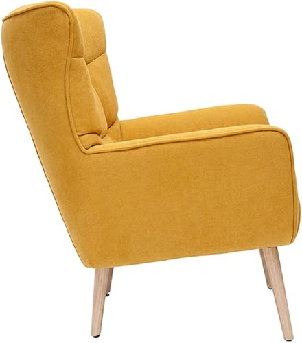 Miliboo Fauteuil scandinave en Tissu Effet Velours Jaune Moutarde et Bois Clair Avery - Nail Gallerys