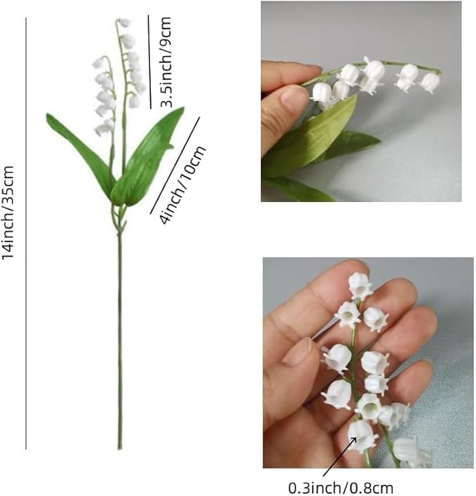 huaao Lot de 30 Fleurs Artificielles de Muguet Blanc en Plastique, 36 cm, Iys Arrangements Floraux Décoration pour Maison, Bouquet de Mariée, Mariage, Jardin, Fête, Extérieur - Nail Gallerys