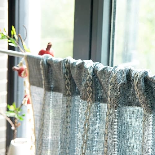 izielad Cuisine Rideau Demi-Rideau Rideaux de Café fenêtre Salle de Bain Petit Rideau pour Meuble Placard décoratif pour Porte d'armoire Cheminée Cafétéria Vert LxH 60x90cm - Nail Gallerys