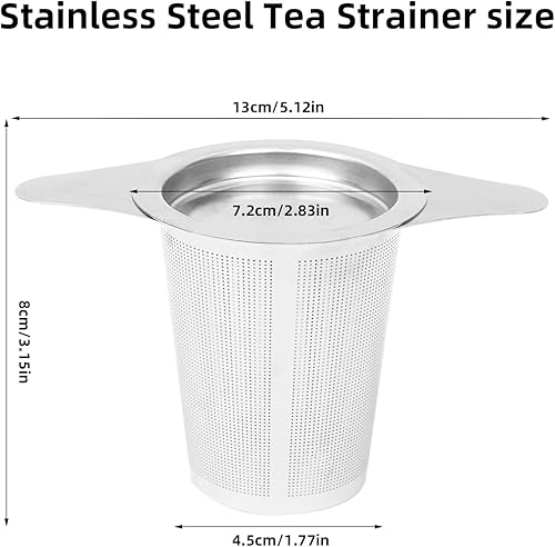 Lot de 2 filtres à thé en acier inoxydable 304 avec couvercle à large poignée, pour théières, tasses, tasses, infuseurs à thé en vrac - Nail Gallerys