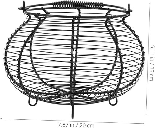 LIGIGWASH Panier à Œufs Portable Panier Pour Les Jouets Panier D'oeufs De Poule Panier De Rassemblement Panier à Jouets Petit Panier En Métal Panier De Stockage Des Œufs Le Fer Black - Nail Gallerys