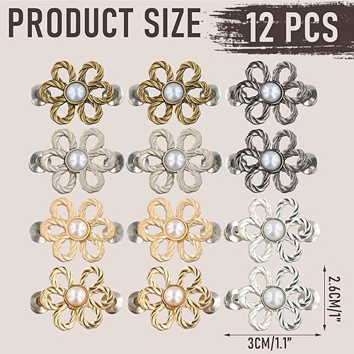 Dewocke Lot de 12 Paires de Boutons à Fleurs pour Jeans, Tendeur de Bouton de Pantalon Réglable, Boucles de Taille Décoratives Amovibles, Convient Aux Jeans, Chemises Et Jupes - Nail Gallerys