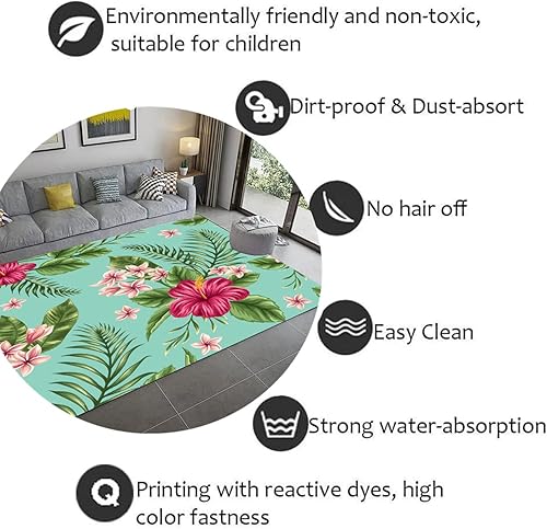 Grand Tapis Tropical Jungle Plante Fleurs Rouges Feuilles Vertes Tapis De Flanelle pour Salon Salle À Manger Dortoir Chambre Couloir Salle De Bains Paillasson Décor À La Maison (Multi 1,160x200 cm) - Nail Gallerys