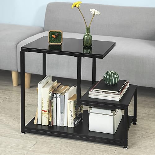 SoBuy FBT65-Sch Bout de Canapé Table d’appoint Tables Basses avec 3 étagères de Rangement - Noir - Nail Gallerys