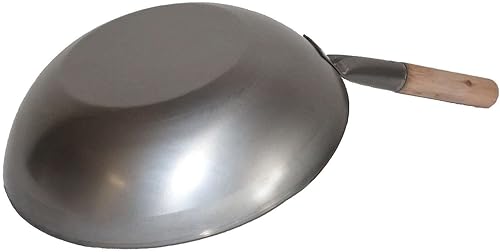 AAF Nommel ®, Poêle wok à fond plat Ø 40 cm en acier carbone pour plaques de cuisson à gaz et à induction, avec poignée en bois - Nail Gallerys
