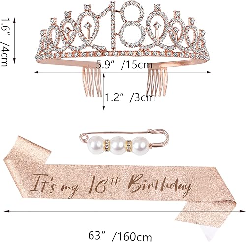 Idealead 18 Ans Couronne Anniversaire Echarpe, Deco Anniversaire 18 ans Anniversaire Fille, Kit d’Accessoires Anniversaire pour Décoration Anniversaire 18 ans Fille - Nail Gallerys