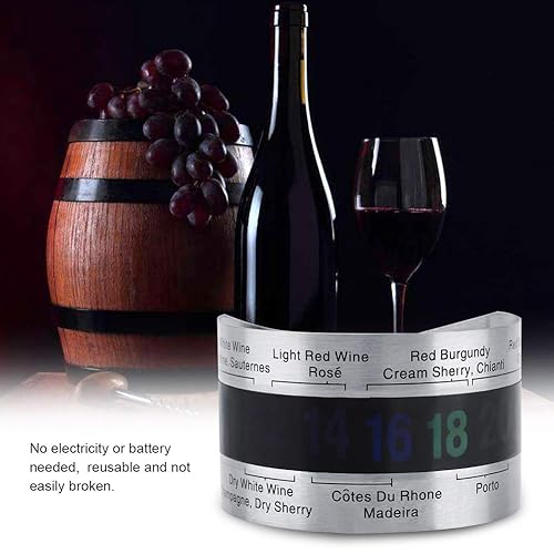 Thermomètre Vin,Thermometre De Vin,Wine Bottle Temperature,Thermometre Bouteille De Vin,Bracelet De Température Du Vin,Thermomètre À Vin Lcd En Acier Inoxydable,Bouteille De Bière,Vins Rouges,Teur De - Nail Gallerys