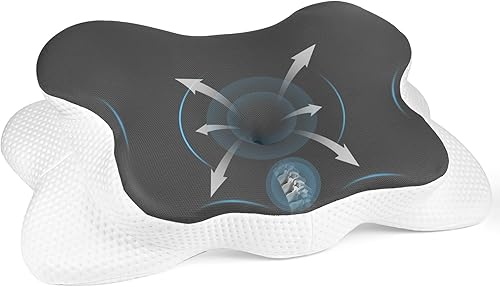 Gaethra Oreiller Ergonomique Cervical pour Soulager les Douleurs de Nuque et Épaules, Oreiller Memoire Forme Adapté aux Dormeurs Côté/Dos/Ventre, Oreiller Anti Ronflement Thérapeutique - 64×36×12/9 cm - Nail Gallerys