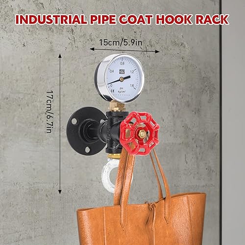 Tuyau Industriel Rouge Volant Crochet Porte-Manteau Robuste Rustique Vêtements Porte-Serviettes Cintre Chapeau Robe Serviette Mural Support Cintre avec Matériel pour La Maison, Le Bureau(A Style) - Nail Gallerys
