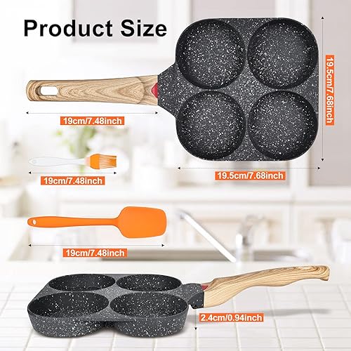 Rhitchy Poele a Crepe à 4 Moules: Poêle Pancakes Antiadhésive pour Hamburger Oeuf Frit, pour Cuisinière à Induction Gaz et Électrique en Céramique - Nail Gallerys