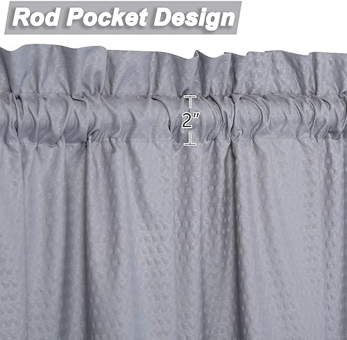 LinTimes Lot de 2 rideaux de cuisine à motif gaufré et texturé avec fente sur le dessus - Lavable en machine - (l x L) 76 x 61 cm - Gris - Nail Gallerys