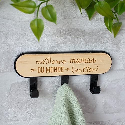 Ernestine - Accroche torchons Maman crochet ustensiles personnalisée avec texte - crochet ustensile - cadeau maman cuisine - cadeau anniversaire Noël fête des mères - ustensile bois gravé maman amour - Nail Gallerys