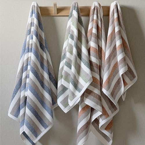 Linnea Serviette de Toilette 50x100 cm Pur Coton Collection Vista Blanc Jaune - Nail Gallerys