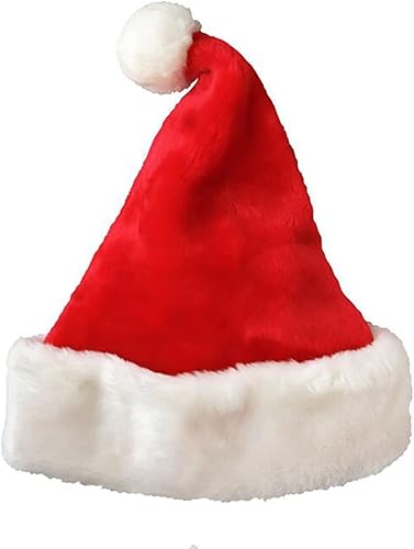 OAIEU Unisexe Doux En Peluche Épaissir Chapeau De Noël Confort Bonnets De Père Noël Chapeau Fournitures De Fête De Vacances (Rouge) - Nail Gallerys