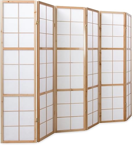 Homestyle4u 6 pan diviseur de pièce écran Pliant - Bois diviseur Shoji en Papier de Riz Blanc Naturel - Nail Gallerys