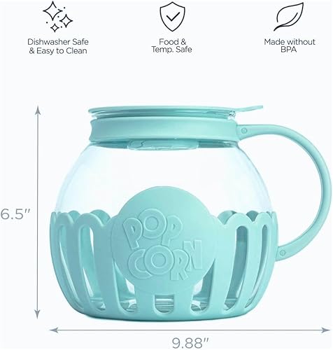Micro-Pop Popper breveté pop-corn au micro-ondes avec verre sûr pour la température, couvercle 3 en 1 qui mesure les grains et fait fondre le beurre - Nail Gallerys