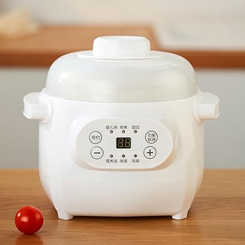 Marmite électrique 1 L 200 W avec doublure en céramique, cuisinière polyvalente avec minuterie de réservation, maintien au chaud, cuiseur vapeur de cuisine pour bouillie, soupe de - Nail Gallerys