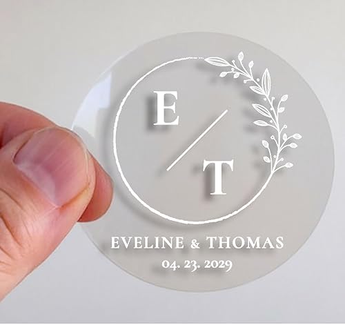 Autocollants transparents personnalisés pour mariage - Autocollants ronds transparents personnalisés pour décoration de mariage, sceaux de fête (100 pièces) - Nail Gallerys