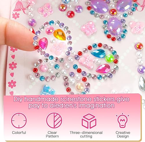 AIYONG Strass Autocollant Enfants 9 Feuilles, Feuilles de Gommettes Acryliques Autoadhésives pour Décoration, Maquillage et Loisirs Créatifs, Bricolage, Pierres Cristal pour Enfants - Nail Gallerys