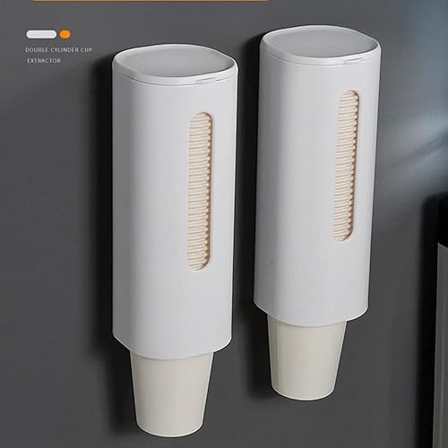 Chonor Distributeur de Tasses, Conception à Double Tube Antpoussière Porte-gobelet en Papier, Gobelets Mural Distributeur, pour Cuisine Bureau Hôtel etc (Double Blanc) - Nail Gallerys