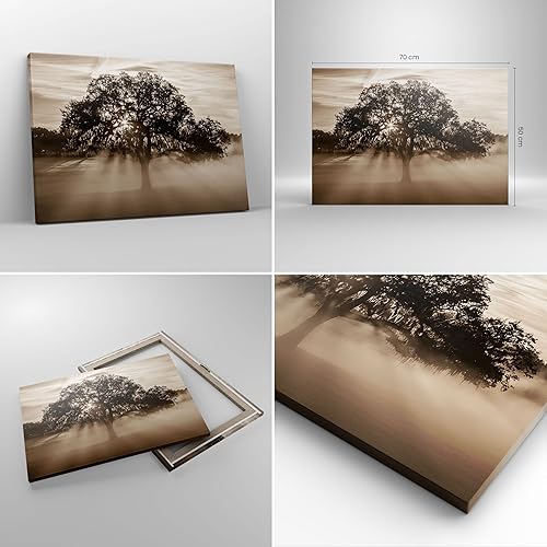Deco Cadre Décoration Salon arbre champ nature Moderne Impression sur Toile 120x80cm Image Tableau Decoration Murale Chambre Cuisine Horizontal Art Wall Grand Tableaux Decoratifs Muraux AA120x80-3811 - Nail Gallerys