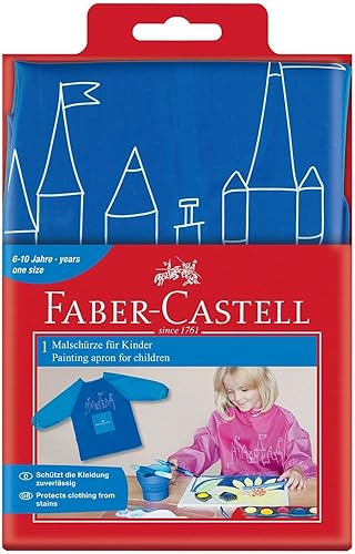 Faber-Castell 201204 - Tablier de peinture enfant, taille 110 cm, rouge/orange, blouse de peinture pour protéger les vêtements - Nail Gallerys