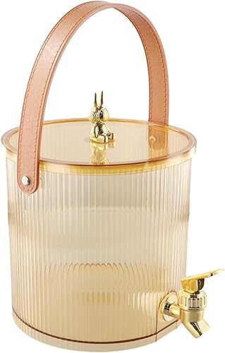 Distributeur de boissons avec robinet - Réutilisable - 3,5 L/5 L - Seau à boissons - Seau à thé aux fruits - Pour une utilisation quotidienne - Doré - 5 l - Nail Gallerys