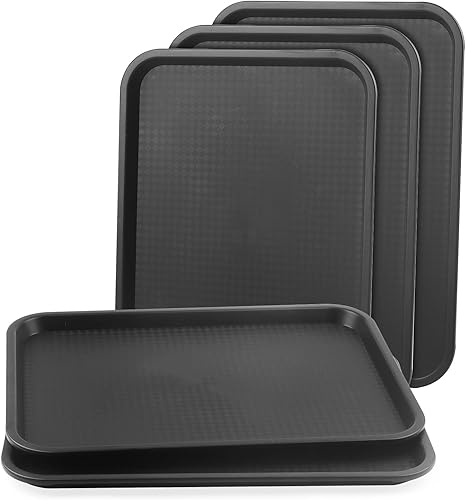 LEXININ Lot de 5 plateaux rectangulaires en plastique noir de 41 x 30 cm pour restauration rapide, pour boissons, aliments - Nail Gallerys