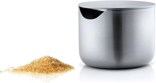 blomus -BASIC- Sucrier en acier inoxydable mat, contenant à sucre idéal pour le sucre blanc/brun, design intemporel, récipient lavable au lave-vaisselle (H/ W/ P 5 x 6,6 en acier inoxydable, 63621) - Nail Gallerys