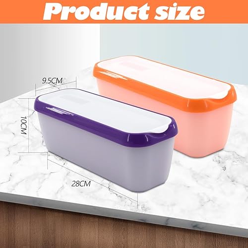 Gohytal Lot de 2 bacs à glace pour crème glacée - 1,5 l - Récipients de conservation pour glace maison - Sans BPA - Qualité alimentaire - Nail Gallerys