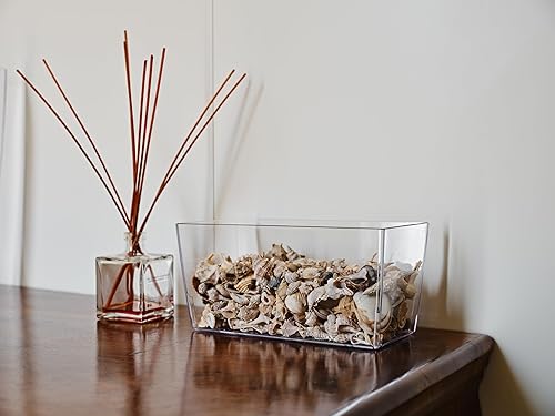 Teraplast Vase rectangulaire transparent en résine Coimbra, dimensions 30 x 15 x 15 cm, jardinière effet verre pour intérieur et extérieur - Nail Gallerys