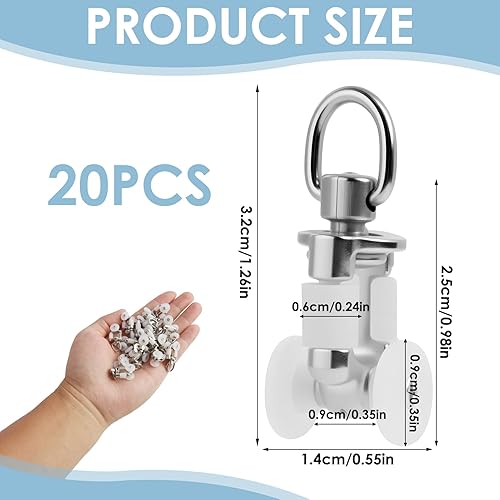20 Pièces Rouleaux pour Rails de Rideaux en Métal, Accessoires de Glissement pour Voies de Rideau, Poulies pour Rails de Rideaux, Adaptés pour Salons, Chambres et Salles de Bain - Nail Gallerys