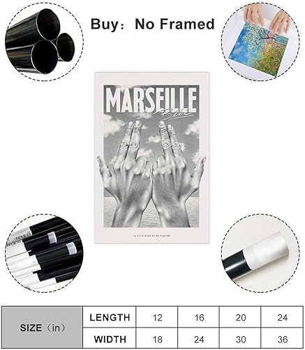 TINGTOEO Poster sur toile de bébé Marseille rétro - Décoration murale pour salon, chambre à coucher - Sans cadre - 30 x 45 cm - Nail Gallerys