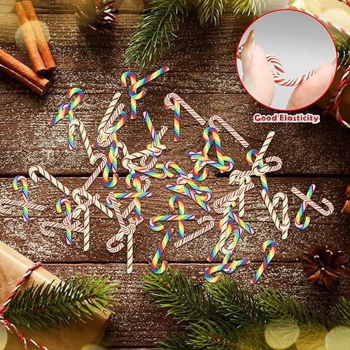 CANIPHA 60 Pcs Christmas Mini Candy Canes Decorations, Polymer Clay Canes Miniature Fake Candy Charms for Christmas Craft and Embellishments - Nail Gallerys