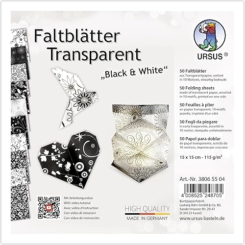 Ursus 38065504 Feuilles pliantes Transparent Black & White 115 g/m² Multicolore - Nail Gallerys