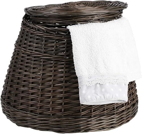 e-wicker24 Pouf de Rangement Coffre de Rangement, Panier rond avec couvercle en osier naturel, panier de rangement, coffre en osier, panier maison (Naturel) - Nail Gallerys