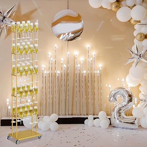 tonchean Tour de boissons amovible dorée à champagne 5 étages 40 verres Aperol Tower en métal pour cocktails, cocktails, arbre de service pour fêtes, mariages, pubs, fêtes de famille - Nail Gallerys